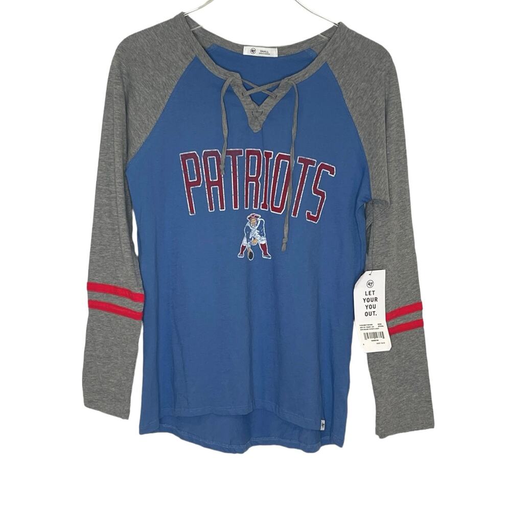 47 Brand NE Patriots NWT Arch Out Frankie Lace Long Sleeve T-shirt size: small